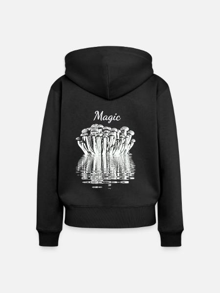 Magische Pilze - Frauen Premium Bio Zip Hoodie - Schwarz