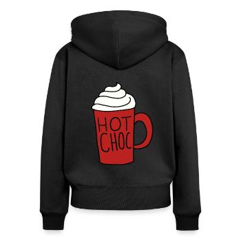 Heiße Schokolade - Frauen Premium Bio Zip Hoodie - Schwarz - Hinten - Julia (174cm)