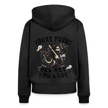 Drôle Grim Reaper Squelette Costume d’Halloween - Sweat à capuche zippé Premium bio Femme - noir - Dos - Julia (174cm)