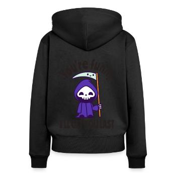 Drôle Grim Reaper Squelette Costume d’Halloween - Sweat à capuche zippé Premium bio Femme - noir - Dos - Julia (174cm)