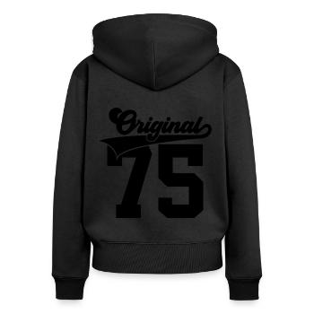 51E ANNIVERSAIRE 1975 ORIGINAL 75 - Sweat à capuche zippé Premium bio Femme - noir - Dos - Julia (174cm)