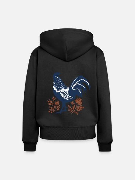 Coq - Sweat à capuche zippé Premium bio Femme - noir