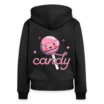 Candy Lollipop Halloween - Frauen Premium Bio Zip Hoodie - Schwarz - Hinten - Julia (174cm)