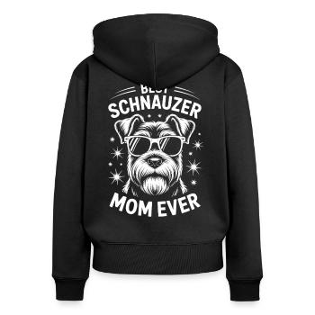 Schnauzer Spruch Mama Lustiges Schnauzer Geschenk - Frauen Premium Bio Zip Hoodie - Schwarz - Hinten - Julia (174cm)