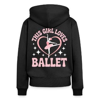 Ballett Spruch Ballerina Lustiges Ballett Geschenk - Frauen Premium Bio Zip Hoodie - Schwarz - Hinten - Julia (174cm)