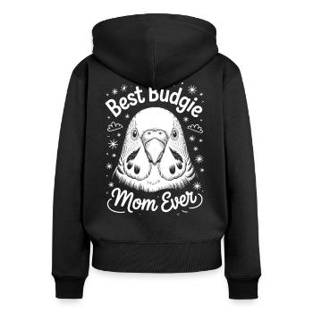 Perruche disant drôle de perruche cadeau - Sweat à capuche zippé Premium bio Femme - noir - Dos - Julia (174cm)