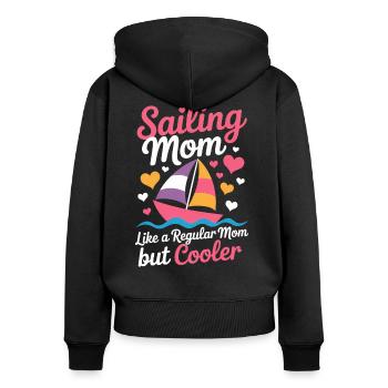 Segeln Spruch Mama Mutter Segler Segeln Geschenk - Frauen Premium Bio Zip Hoodie - Schwarz - Hinten - Julia (174cm)