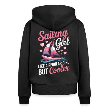 Segeln Spruch Mädchen Segler Segeln Geschenk - Frauen Premium Bio Zip Hoodie - Schwarz - Hinten - Julia (174cm)