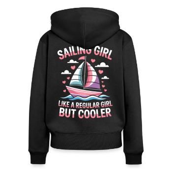 Voile Dire Fille Marin Voile Cadeau - Sweat à capuche zippé Premium bio Femme - noir - Dos - Julia (174cm)