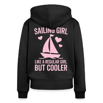 Voile Dire Fille Marin Voile Cadeau - Sweat à capuche zippé Premium bio Femme - noir - Dos - Julia (174cm)