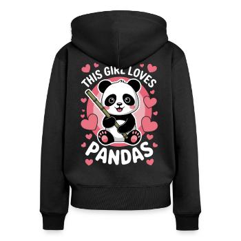 Panda Saying Pandas Funny Panda Gift - Women's Premium Organic Zip Hoodie - black - Back - Julia (174cm)