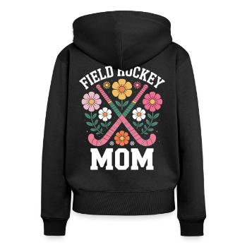 Feldhockey Spruch Mama Lustige Feldhockey Geschenk - Frauen Premium Bio Zip Hoodie - Schwarz - Hinten - Julia (174cm)