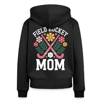 Feldhockey Spruch Mama Lustige Feldhockey Geschenk - Frauen Premium Bio Zip Hoodie - Schwarz - Hinten - Julia (174cm)