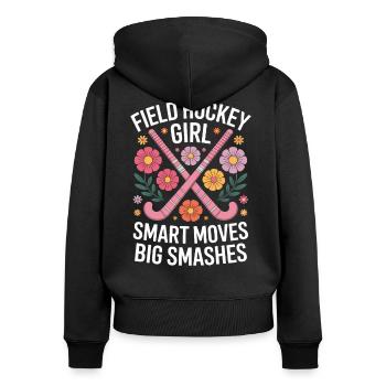 Feldhockey Spruch Mädchen Witz Feldhockey Geschenk - Frauen Premium Bio Zip Hoodie - Schwarz - Hinten - Julia (174cm)