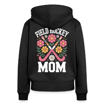 Feldhockey Spruch Mama Lustige Feldhockey Geschenk - Frauen Premium Bio Zip Hoodie - Schwarz - Hinten - Julia (174cm)