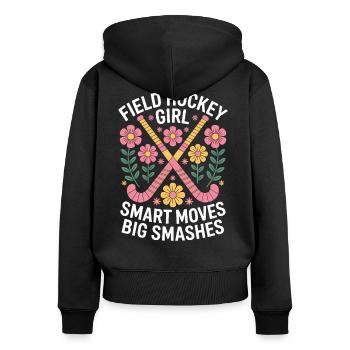 Feldhockey Spruch Mädchen Witz Feldhockey Geschenk - Frauen Premium Bio Zip Hoodie - Schwarz - Hinten - Julia (174cm)