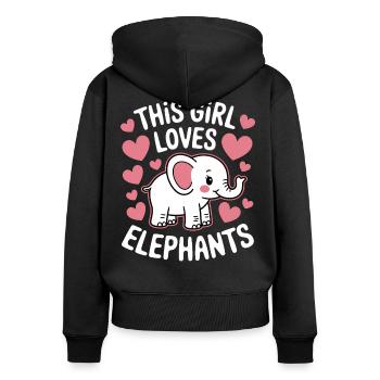Elephant Saying Africa Funny Elephant Gift - Women's Premium Organic Zip Hoodie - black - Back - Julia (174cm)