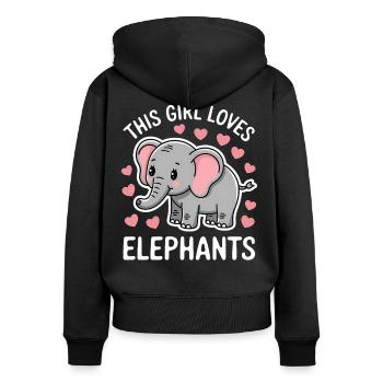 Elephant Saying Africa Funny Elephant Gift - Women's Premium Organic Zip Hoodie - black - Back - Julia (174cm)