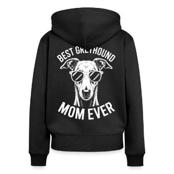 Greyhound Spruch Windhund Mama Greyhound Geschenk - Frauen Premium Bio Zip Hoodie - Schwarz - Hinten - Julia (174cm)