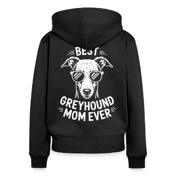 Greyhound Spruch Windhund Mama Greyhound Geschenk - Frauen Premium Bio Zip Hoodie - Schwarz - Hinten - Julia (174cm)