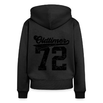 54E ANNIVERSAIRE 1972 MILLÉSIME 72 - Sweat à capuche zippé Premium bio Femme - noir - Dos - Julia (174cm)