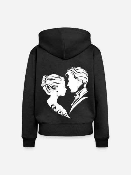 Ehepaar Hochzeit Silhouette - Frauen Premium Bio Zip Hoodie - Schwarz