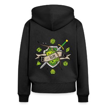 Elfe JDR - Sweat à capuche zippé Premium bio Femme - noir - Dos - Julia (174cm)