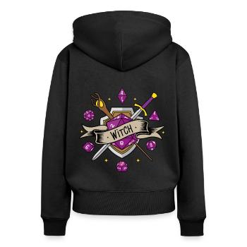 Witch RPG - Sweat à capuche zippé Premium bio Femme - noir - Dos - Julia (174cm)