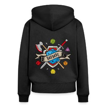 Barbare JDR & RPG - Sweat à capuche zippé Premium bio Femme - noir - Dos - Julia (174cm)