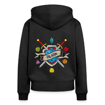 Paladin-RPG - Frauen Premium Bio Zip Hoodie - Schwarz - Hinten - Julia (174cm)