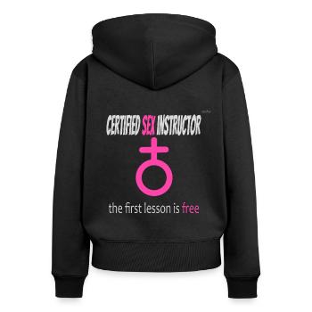 Sex instructor -female version - Women's Premium Organic Zip Hoodie - black - Back - Julia (174cm)