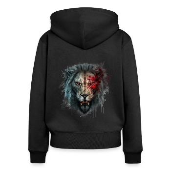 Lion mort-vivant : redoutable souverain de la savane - Sweat à capuche zippé Premium bio Femme - noir - Dos - Julia (174cm)