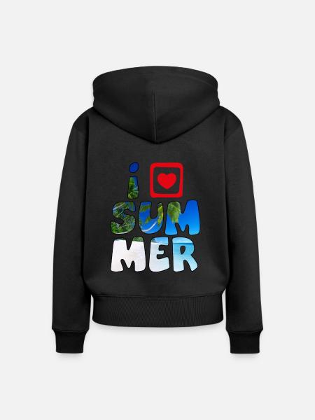 Liebe Sommer1 - Frauen Premium Bio Zip Hoodie - Schwarz