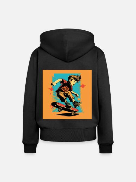 Skater Junge - Frauen Premium Bio Zip Hoodie - Schwarz