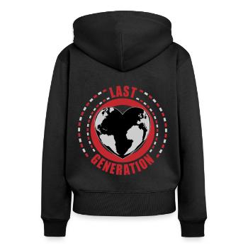 Dernière génération | Couleurs changeantes - Sweat à capuche zippé Premium bio Femme - noir - Dos - Julia (174cm)