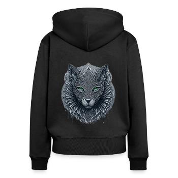 Totem du Chat - Sweat à capuche zippé Premium bio Femme - noir - Dos - Julia (174cm)