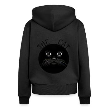 The Cat - Die Katze - Women's Premium Organic Zip Hoodie - black - Back - Julia (174cm)
