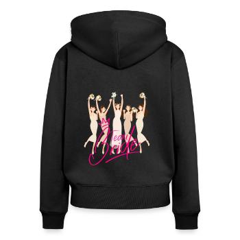 Team bride - Frauen Premium Bio Zip Hoodie - Schwarz - Hinten - Julia (174cm)