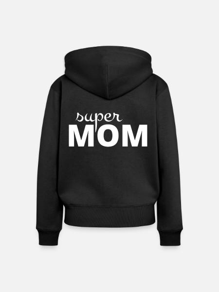 Super Mutter - Frauen Premium Bio Zip Hoodie - Schwarz