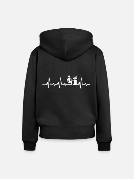 Programmierer Herzschlag Informatiker code - Frauen Premium Bio Zip Hoodie - Schwarz