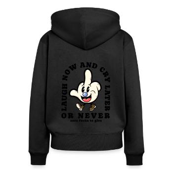 Mittelfinger cartoon Sarkasmus - Frauen Premium Bio Zip Hoodie - Schwarz - Hinten - Julia (174cm)