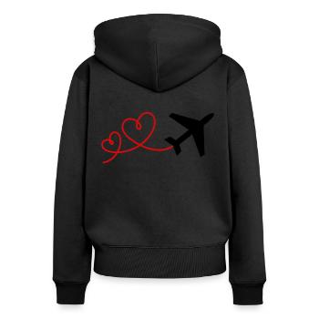 Flyers with a heart Vacation Flying Travel Airplane - Women's Premium Organic Zip Hoodie - black - Back - Julia (174cm)