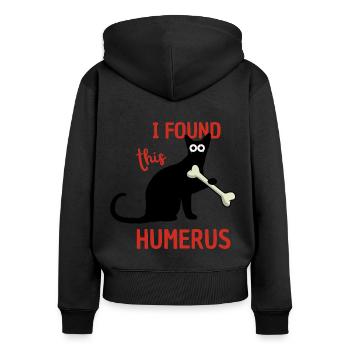 Lustige Katze - Frauen Premium Bio Zip Hoodie - Schwarz - Hinten - Julia (174cm)
