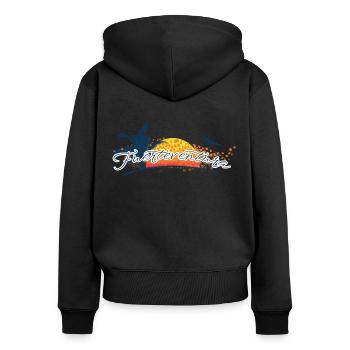 Fuerteventura 2023 - Kanaren - Spanien - Frauen Premium Bio Zip Hoodie - Schwarz - Hinten - Julia (174cm)