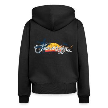 Tenerife 2023 - Îles Canaries - Espagne - Sweat à capuche zippé Premium bio Femme - noir - Dos - Julia (174cm)