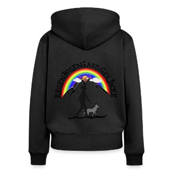 Gassi gehen - Frauen Premium Bio Zip Hoodie - Schwarz - Hinten - Julia (174cm)