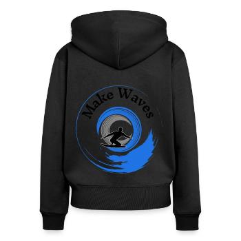 Make Waves - Sweat à capuche zippé Premium bio Femme - noir - Dos - Julia (174cm)