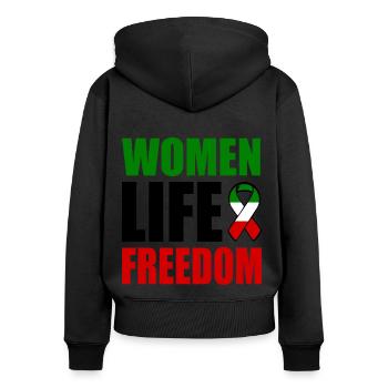 Women life freedom - Women's Premium Organic Zip Hoodie - black - Back - Julia (174cm)