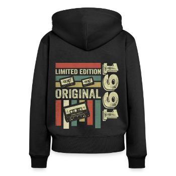 Vintage 1991 - Retro Geburtstagsspruch 1991 - Frauen Premium Bio Zip Hoodie - Schwarz - Hinten - Julia (174cm)