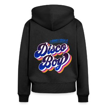 Disco Boy | Chemise de fête de fête - Sweat à capuche zippé Premium bio Femme - noir - Dos - Julia (174cm)